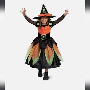 Enchanting Kids Witch Costume & Witch Hat - Girls Size 8/10